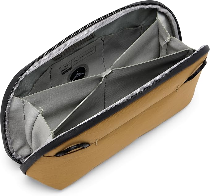 Peak Design Small Tech Pouch, Coyote, Electronics Organizer for Travel or Everyday Carry, Origami-Style Storage, Cable Pass-Through, Weatherproof, Gear Carry Bag for Men and Women