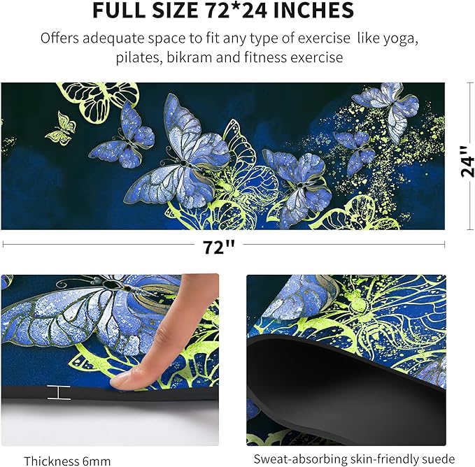 nuveti Yoga Mat Print Extra Thick TPE Non Slip Fitness Exercise Mat with Carrying Bag,72"x24" Extra Thick 6MM Exercise & Workout Mat for Yoga, Pilates Fitness and Floor Exercises