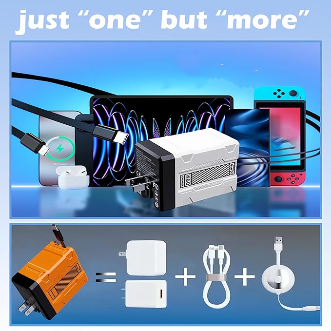 2 in 1 Fast Charger 120W, 2026 New Scalable Retractable 120w Fast Charger Module, All in 1 Foldable Charging Adapter Wall Plug for Phone,Tablet,Laptops (Black)