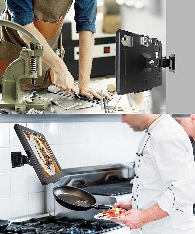 on Wall Mount Bracket for 2025 iPad 11"(A16) 11th/ 2022 iPad 10.9" 10th Gen.,Excluding Other 10.9"/11",with Anti Theft Lock & Key,Rotate Arbitrary Adjustment Angle,Metal(Black)