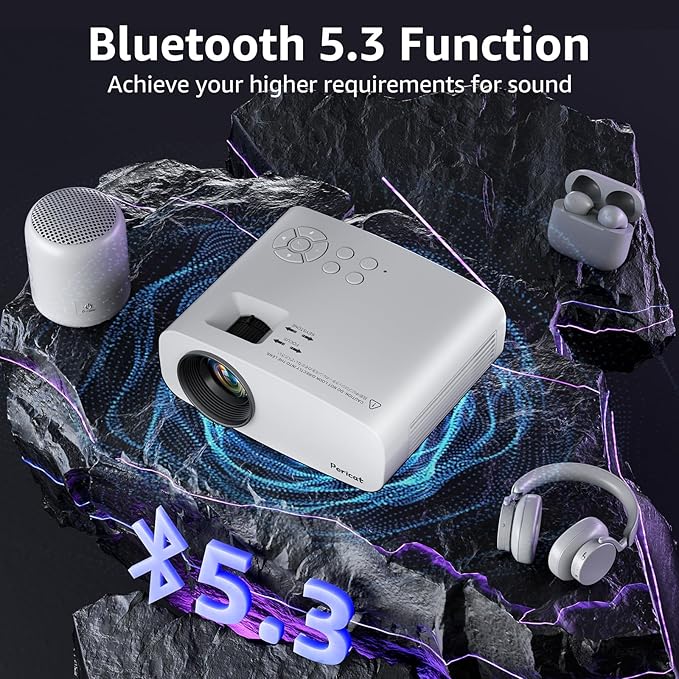 Pericat 10000L 4K Supported Native 1080P Projector, Portable Movie Outdoor Projector for Home Theater, Projector with WiFi and Bluetooth