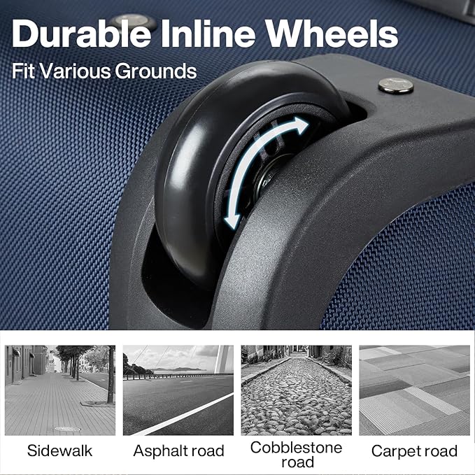 Hanke Expandable Carry On Luggage Suitcases with Wheels Foldable Duffle Bag for Travel Carry On suitcase Weekend Bag for Women Men（Blue）