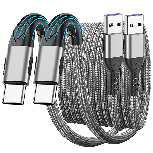 USB to USB C Cable, 2Pack 10FT USB A to Type C Charger Cord, Data Sync Nylon Braided Type C Fast Charging Cable for Phone 17 Pro Max/17/ 16e/16/15 Pro/15/Android/Samsumg G Alaxy S25 S24- Grey
