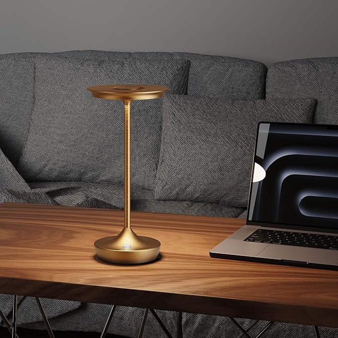 2 Pack LED Rechargeable Cordless Table Lamps, Portable Outdoor Battery Operated Table Light 3 Color Stepless Dimming Table Lamp with Memory Function for Patio Restaurant Dining Room Bronze