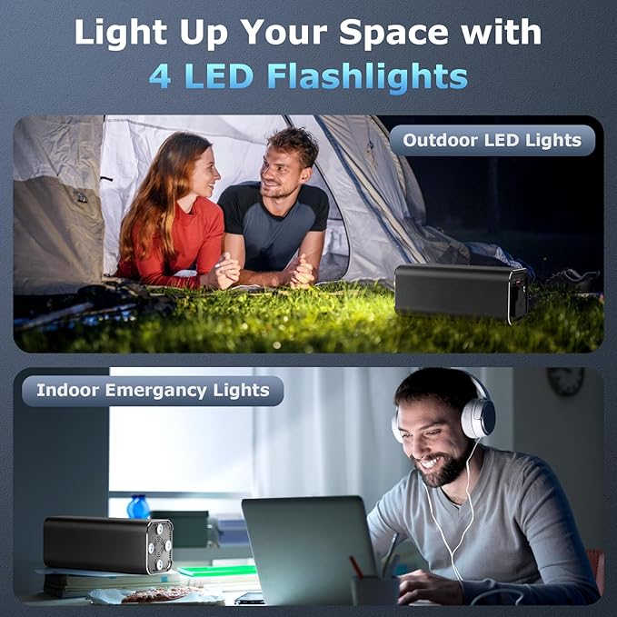 Portable Power Bank, 100W AC Outlet Laptop Charger, 98Wh/27000mAh High Capacity with 65W PD USB C Laptop Battery Bank, Backup Power Source for Business Travel and Outdoor Activities