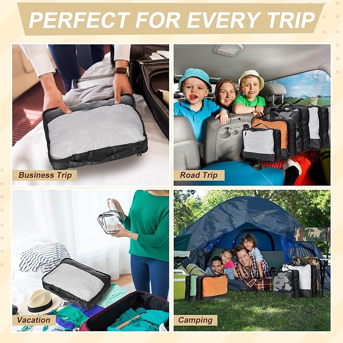 5 Pcs Packing Cubes for Suitcase Large Travel Cubes Carry on Luggage Organizer Bags for Clothes Accessories(M,Black)