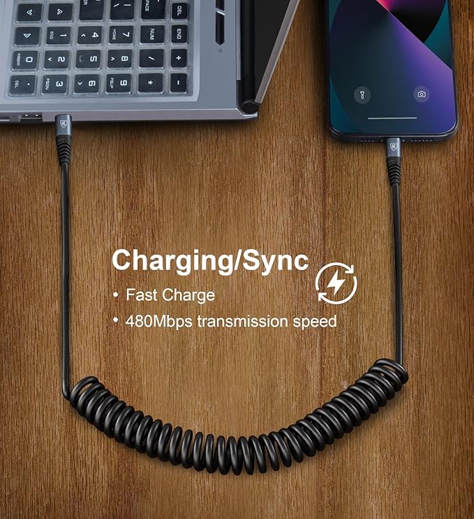USB C to C Cable 3ft 2Pack Coiled USB C Charger Cable for Car Type C Fast Charging Cable for iPhone 17/16/15/Plus/Pro/Pro Max/Samsung Galaxy S23