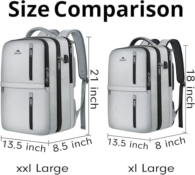 MATEIN Travel Backpack for Women & Men, Airline Approved Carry on Backpack for Airplanes with Shoe Compartment, Large Personal Item Travel Bag fits 17" Laptop, Water Resistant Weekender Daypack, Gray