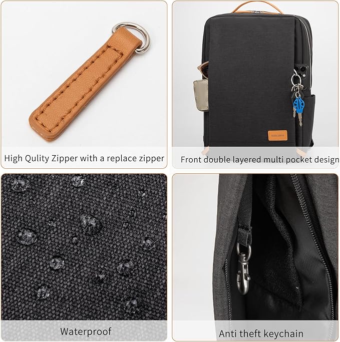 NOBLEMAN Travel Laptop Backpack Women Men, Slim Durable Computer Work Carry on Backpack with Laptop Luggage Sleeve for Airplanes, Business College Backpack with USB Port Fits 17 Inch Laptop(Black)