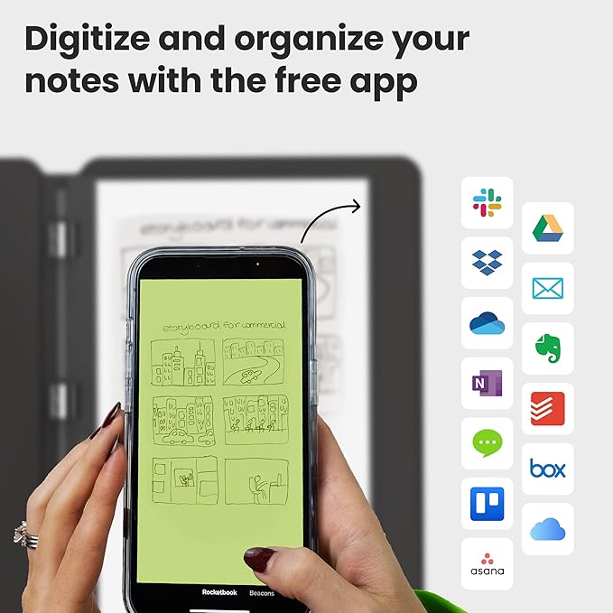 Rocketbook Pro 2.0 Reusable Professional Smart Notebook, Executive Size 7x9, Black - Lined & Dot Grid Pages, App-Connected, Erasable, Premium Cover, Ideal for Work Notes and Business Meetings