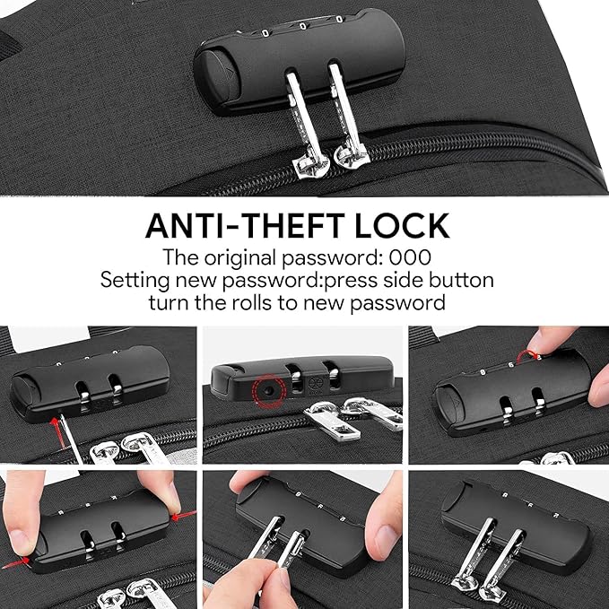 AMBOR Travel Laptop Backpack for Ｍen, 15.6-17.3 inch Laptop Backpack for School, Anti Theft Business Work Backpack with USB Charging Port, Water Resistant College Computer Bag for Men & Women, Black