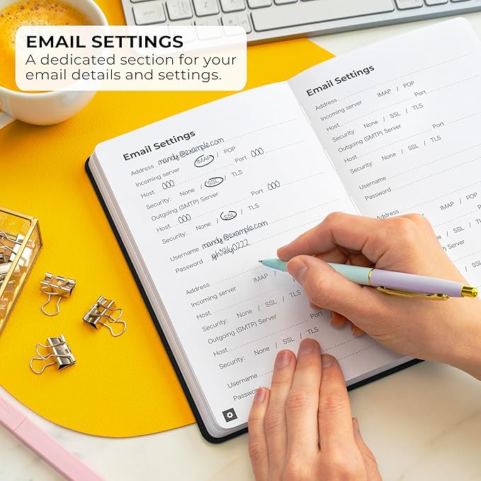 Clever Fox Password Book – Alphabetized Internet Address & Password Organizer – Computer & Website Password Keeper Notebook – Log-In Password Journal - Medium, A5, 8.3x5.8″, Hardcover (Black)