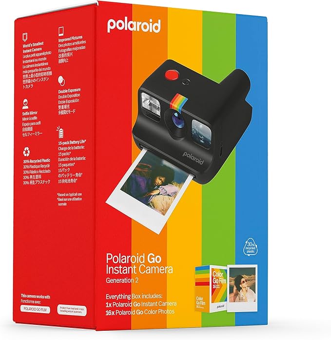 Polaroid Go Generation 2 - Mini Instant Camera + Film Bundle (16 Photos Included) - Black (6280)