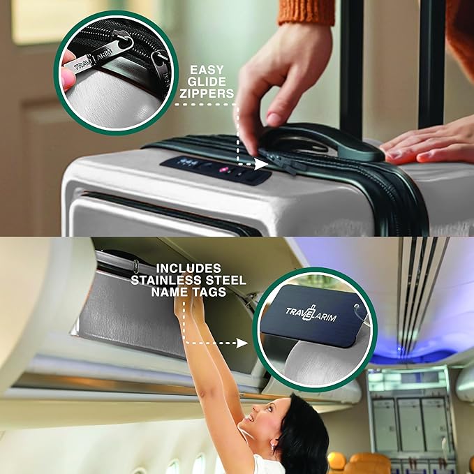 Luggage Sets 3 Piece, 22 Inch Carry on Luggage and 24 Inch Suitcases with Wheels Spinner, Durable Hard Shell Suitcase Set, Expandable Travel Suitcase, Grey