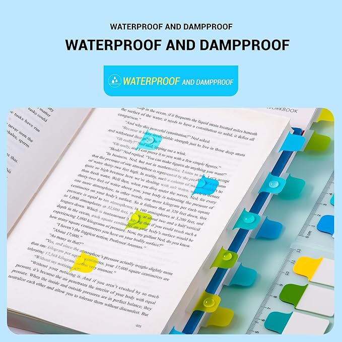 Golcellia 6 Pcs Sticky Tabs - 600 Sheets 5 - Color Notebook Index Tabs - Sticky Flags, Page Tabs - Durable Divider & Binder Tabs for Books & Bibles