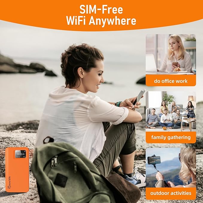 RoamWiFi 4G LTE Mobile Hotspot Router, Worldwide Portable High Speed Hotspot with US 10GB & Global 1GB Data 30Day, 10 Devices No SIM Card Needed,Pocket Hotspot for Travel in 170+ Countries