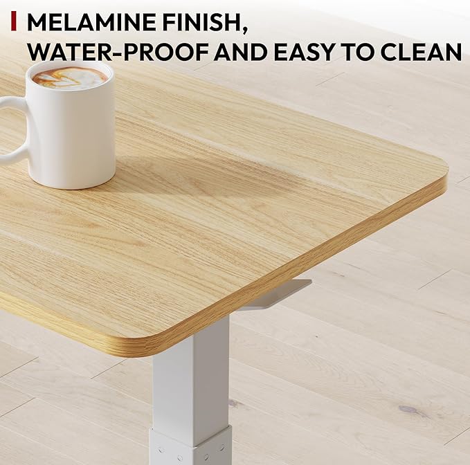 SANODESK Medical Adjustable Overbed Bedside Table with Hidden Casters, Pneumatic Mobile Laptop Computer Standing Desk Cart with Tray, Hospital and Home Use(31.5" W x 17.7" D, Maple)