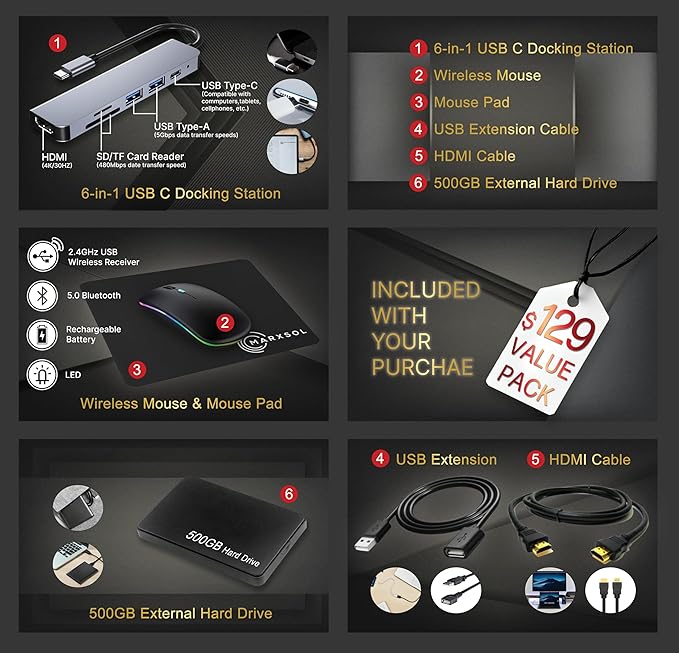 HP 14" Laptop 2025 Business Student Slim Computer, Lifetime MS Office, Copilot AI, Quad-Core Intel CPU, 16GB RAM, 628GB Storage (128GB UFS+500GB Ext), MarxsolAccessory, Wi-Fi 6, Win 11 Pro, Silver