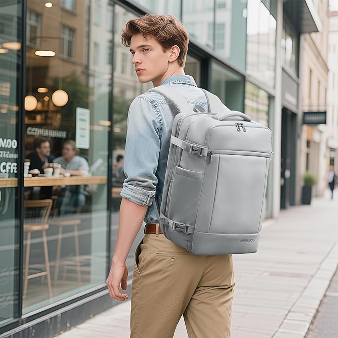 SHOWKOO 40L Travel Backpack for Men & Women, Airline Approved Carry On Laptop Backpack Fits 17.3", Waterproof Personal Item Bag Expandable Large Capacity Weekender Backpack