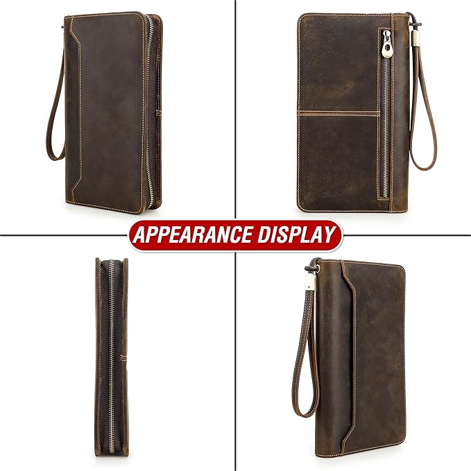 Top Grain Leather Travel Passport Wallet Organizer Case for Families, Handmade for 6 Passports & Multi Cards, RFID Blocking Large Capacity for Cards/Passports/Tickets/AirTag, Matte Coffee