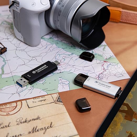 Transcend 2TB External SSD, Up to 1,050MB/s, Dual USB Flash Drive for iPhone17,16,15/ Pixel/Android Phones/Tesla/iPad/Mac/Steam Deck/ROG Ally/MSI Claw/PS5, 2-in-1 Type C&A, USB 3.2 Gen2 Portable SSD