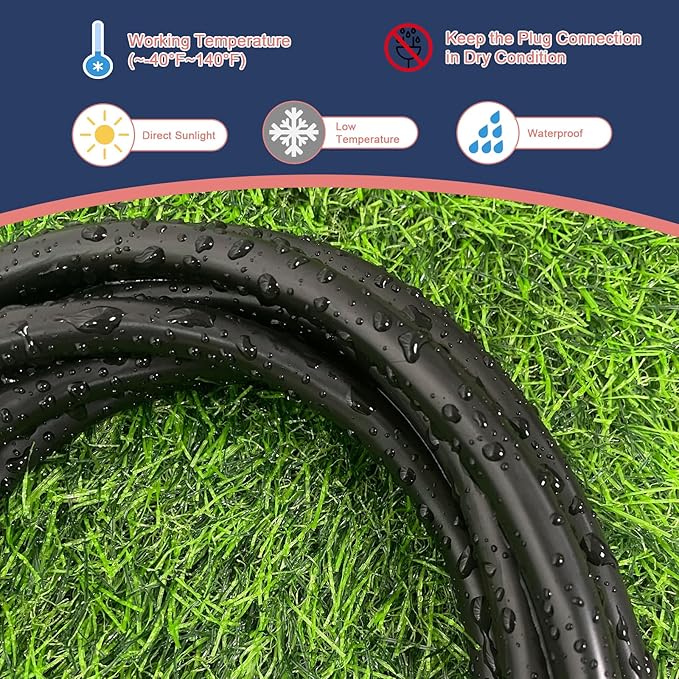 30 Ft Outdoor Extension Cord - 12/3 SJTW Heavy Duty Black Extension Cable with 3 Prong Grounded Plug - Power Cord for Lawn, Garden, Appliances