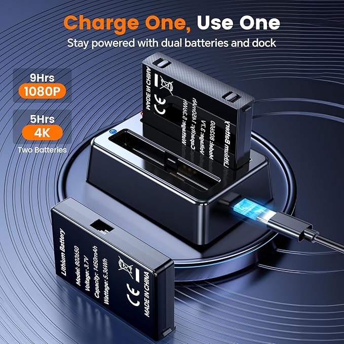 4K Body Camera with Audio, Z13 Compact Police Body Cam with 2 Batteries & Dock, 6 IR Night Vision, Bike Mount, Clip & Lanyard for Commuting, and Daily Recording(128G-4K with 2pcs Batteries)