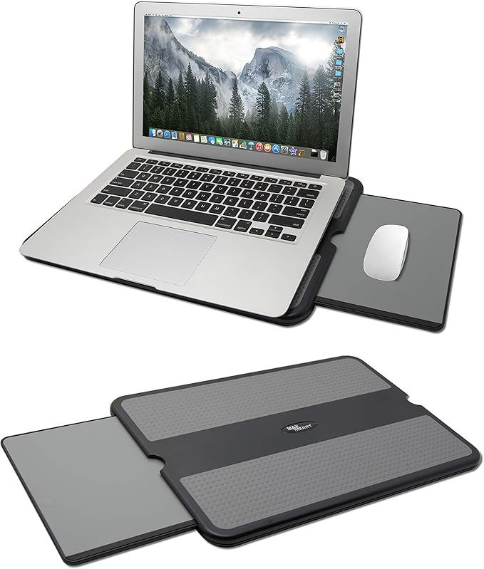 Portable Laptop Lap Pad, Laptop Desk with Retractable Mouse Tray, Sturdy Stable Work Surface for Bed Sofa Couch or Travel