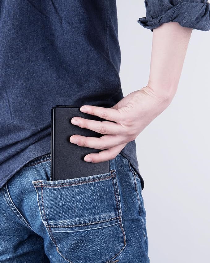 Samsers Foldable Bluetooth Keyboard - Portable Wireless Keyboard with Stand Holder, Rechargeable Full Size Ultra Slim Folding, Compatible iOS Android Windows Smartphone Tablet and Laptop - Black