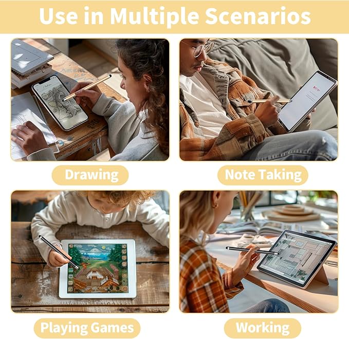 10 PCS Stylus,Stylus Pen for Touchscreen,Stylus 2-in-1 High Sensitivity & Precision Suitable for Touch Screens of iPhone/ipad/Android Tablets(10 Stylus Pen Gold/Black + 20 Tips)