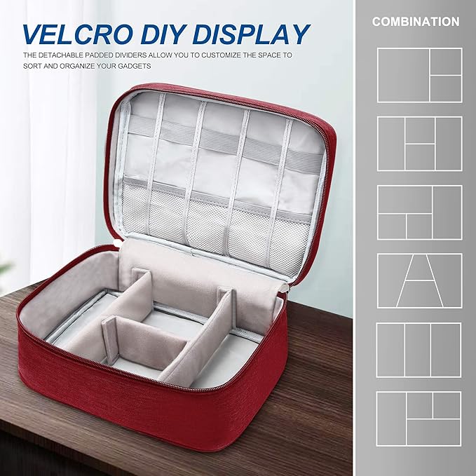 VOCUS Electronics Organizer Travel Cable Organizer Bag for Electronics Accessories, Portable Tech Carring Large Storage Case for Charger, Cord, Power Bank, Hardware