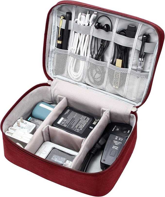 VOCUS Electronics Organizer Travel Cable Organizer Bag for Electronics Accessories, Portable Tech Carring Large Storage Case for Charger, Cord, Power Bank, Hardware