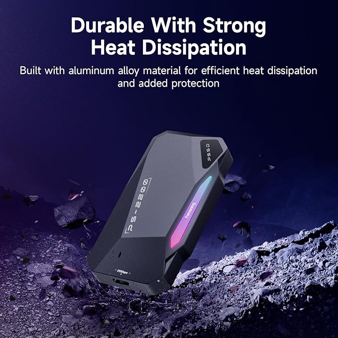 2TB Magnetic Portable SSD,2050MB/s Type-C USB 3.2 Gen 2x2 External SSD,4K ProRes Record and Store,Aluminum alloy,RGB Touch Lighting,External Solid State Drive for iPhone15/16/Android/PC/Mac -PS2200