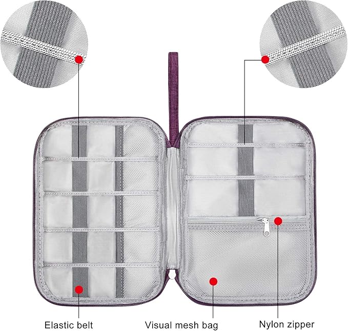 SELLYFELLY Travel Electronics Organizer Portable Cable Organizer Bag for Storage Electronic Accessories Case for Cord,Phone,Charger,Flash Drive (Purple)