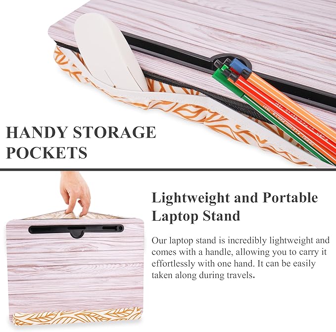 Lap Desk,Fits up to 15.6 inch Laptop Bed Table Computer with Soft Pillow and Storage Bag,Gaming Tray and Writing Tray on Bed for Home Office(2-Light Grey)