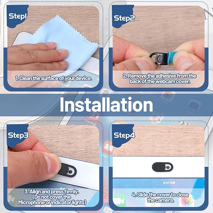 60 Pcs Webcam Cover Slide Universal Ultra Thin Laptop Camera Cover Slide Web Camera Covers Blocker Slider Protect Your Visual Privacy Cell Phone Accessories for Laptop Computer (Black)