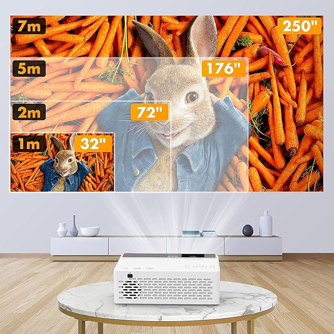 Mini Projector with Two-way Bluetooth, Portable Movie Projector, 1080P Full HD Projector with Speaker for Home Bedroom, 50% Zoom, Compatible with Smartphone,HDMI,USB,Fire Stick