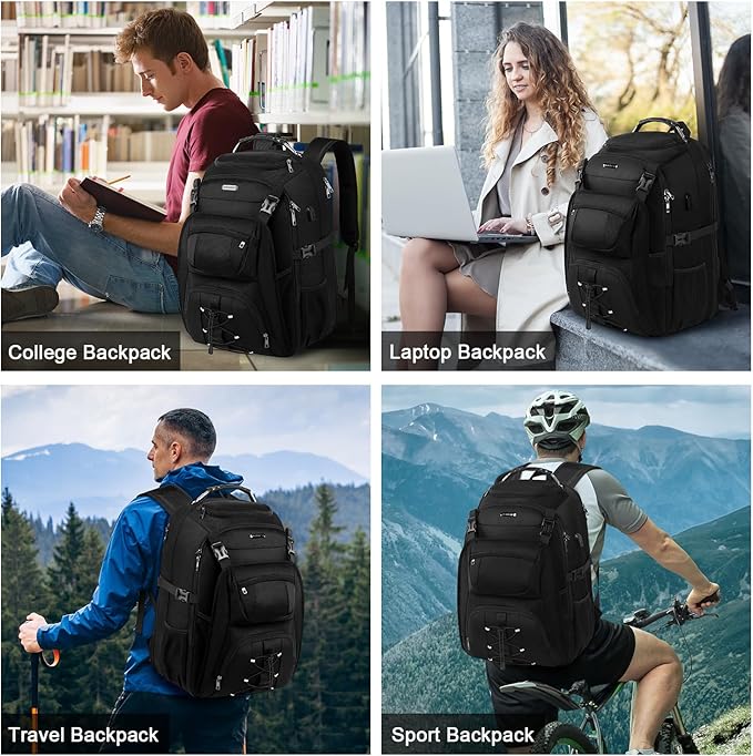 Extra Large Laptop Backpack for Travel, College & Work, TSA Friendly Commuter Gaming Bag with USB Charging Port, Heavy-Duty Anti-Theft Design Fits 18.4 Inch Laptop, Grey, 21.7x15.9x10.2”