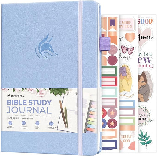 Clever Fox Bible Study Journal – Church Notes Notebook – Note Taking & Journaling Kit – Faith Based Religious Gifts & Accessories (Periwinkle)