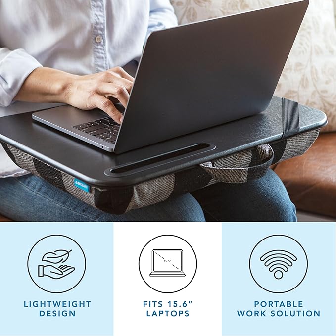 LAPGEAR Designer Lap Desk 2-Pack with Storage Basket, Phone Slot & Device Ledge – Buffalo Check – Fits Laptops up to 15.6" – Style No. 70428