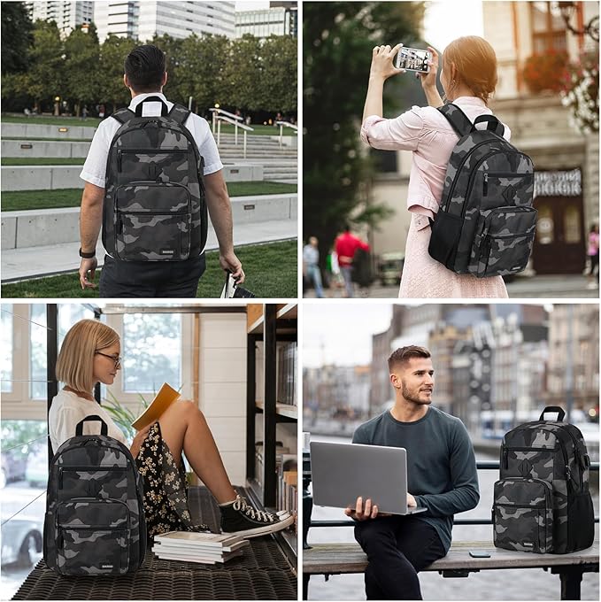 BIKROD Backpack for Men and Women, Backpack for School Teens Boys and Girls, Lightweight Casual High School Bookbag, Daily-use Travel Laptop Backpack with USB Charging Port Fits 15.6 Inch Notebook