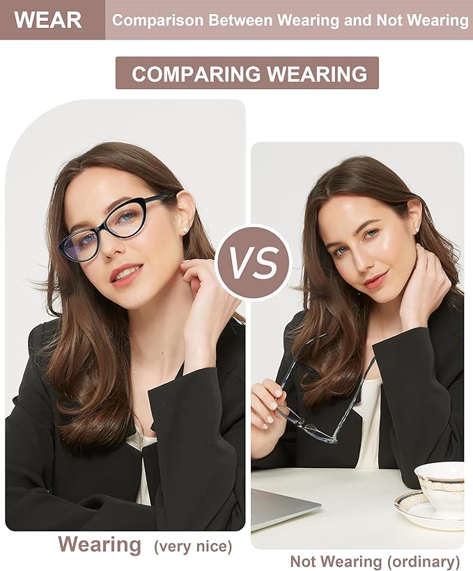 EYEURL Cat Eye Reading Glasses for Women - 2 Pack Blue Light Blocking Computer Readers 1.50 Spring Hinge Anti Glare/UV Ray Eyeglasses