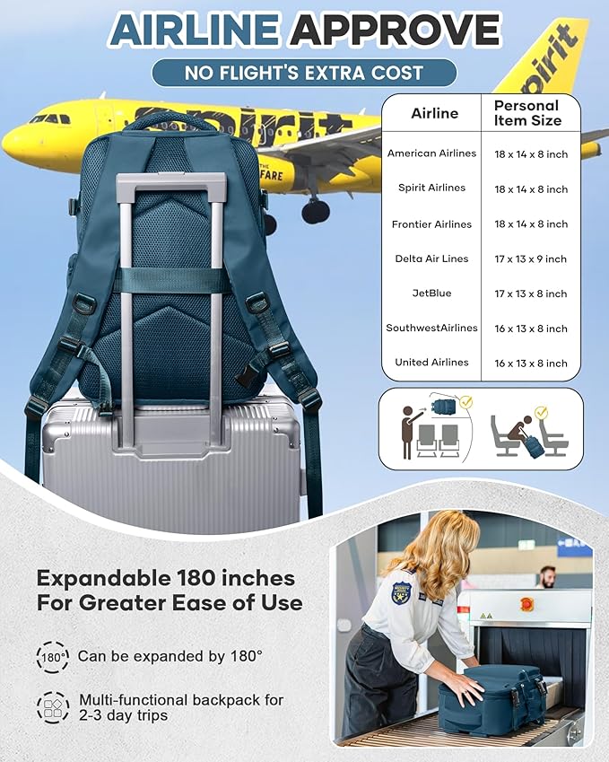 Vacuum Travel Backpack with Pump for Women,Personal Item Carry on Backpacks Flight Approved 18x14x8 inches for Men,Laptop Waterproof Work Compression bags Casual Daypack Blue