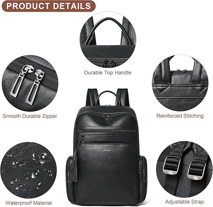 Shrrie Laptop Backpack for Women Fits 16 inch Laptop,Designer Backpacks for Women with Computer Compartment to Business （Black）