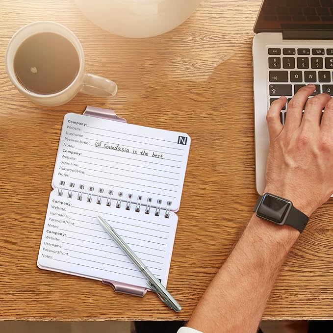 Zonon 2 Pcs Mini Password Book with Alphabetical Tabs Metal Password Keeper Book Portable Organizer Elegant Mandala Pattern Notebook with Pen, Spiral Bound for Information(Rose Gold, Light Pink)