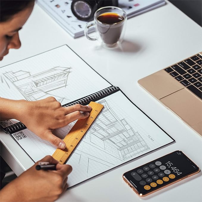 Rocketbook Matrix Smart Reusable Graph Notebook | Eco-friendly, Digitally Connected Isometric Notebook | infinity Black, Letter Size (8.5" x 11") with Pen, Cloth, and App Included