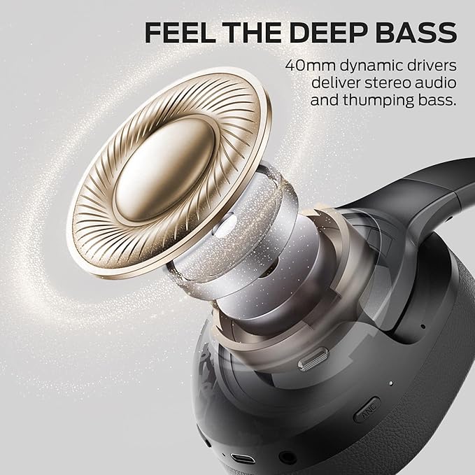 Monster Persona 5th Hybrid Active Noise Cancelling Headphones, Wireless Over-Ear Headphones with Deep Bass Sound, Bluetooth 6.0, 70H Playtime, Foldable Comfort Headphone for Travel/Work/Home