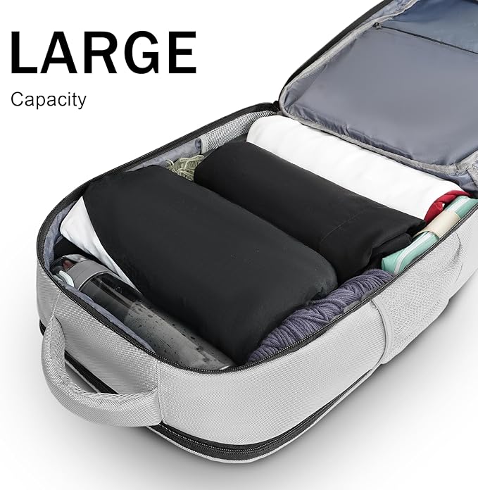 MATEIN Travel Backpack for Women & Men, Airline Approved Carry on Backpack for Airplanes with Shoe Compartment, Large Personal Item Travel Bag fits 17" Laptop, Water Resistant Weekender Daypack, Gray