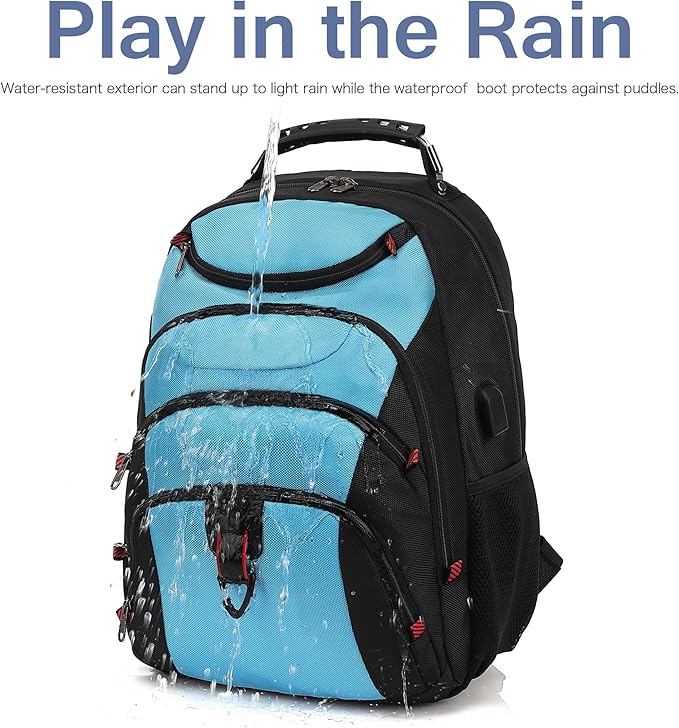 Boavan Laptop Backpack for men, 15.6 inch Laptop Bag with USB Port, Waterproof Travel Work Backpack Purse, Anti-Theft Teacher Nurse Doctor Casual Bookbags Office Business backpack，Sky Blue/Black