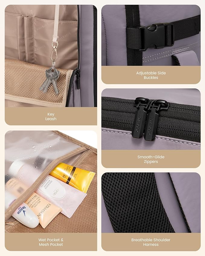 LOVEVOOK Travel Backpack for Women & Men, 40L Large Carry On Backpack Airline Approved, TSA Personal Item Weekender Bag, Water Resistant Laptop Backpack with 3 Packing Cubes for Travel Essentials